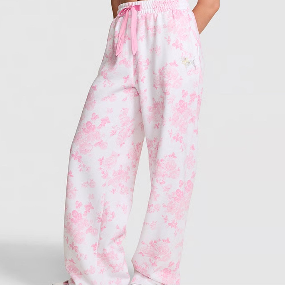 LoveShackFancy Pink Floral Pajama Pants